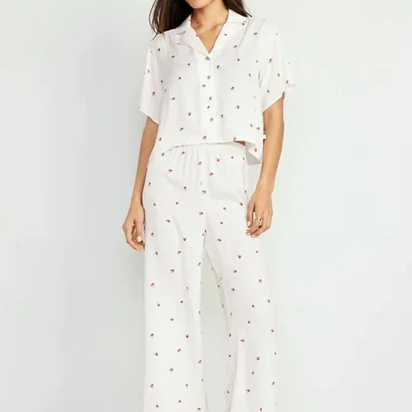 White Old Navy Ladies Pyjama Bottoms Old Navy 100% Cotton Pajama